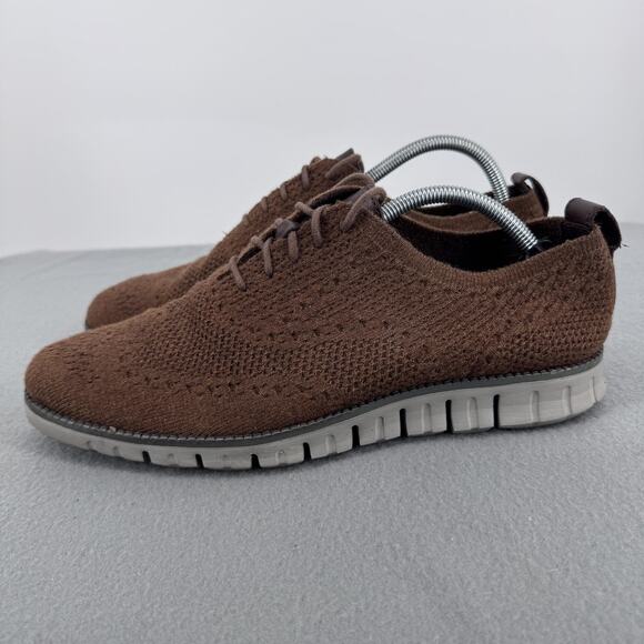 Cole Haan Zerogrand Shoes Mens Size 10 Brown Knit‎ Wingtip Oxford Dress Comfort